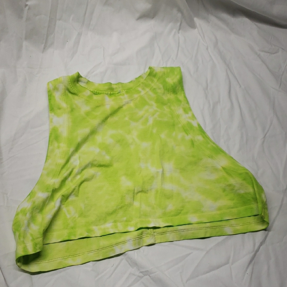 Lululemon Athletica Lime Green Tie-Dye Crop Top